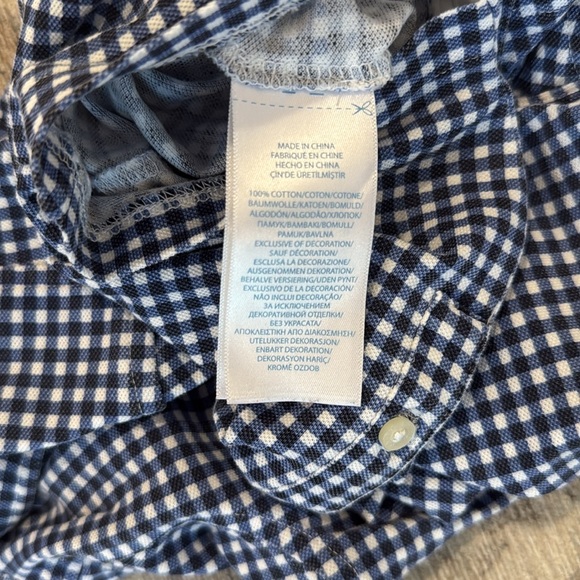 Ralph Lauren Gingham Romper - Size 12M - Navy & White - Picture 5 of 5